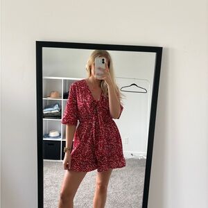 Red Floral Women's Romper